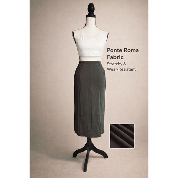 Halara Dresses & Skirts - Halara Wear-Resistant High Waisted Split Midi Ponte Roma Work Skirt After Dark